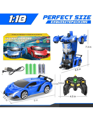 Coche RC Transformable Chridark Azul 0.47 kg para Niños 3-12 Años