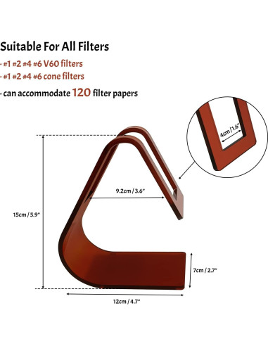 Soporte de Filtro de Café Acrílico PURIMADE 5mm Cono Marrón