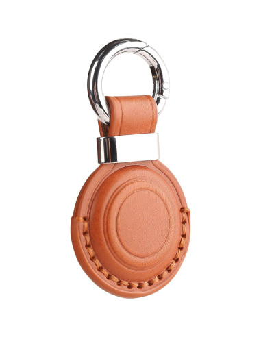 Soporte de cuero genuino LQU para AirTag - Marrón V2.0