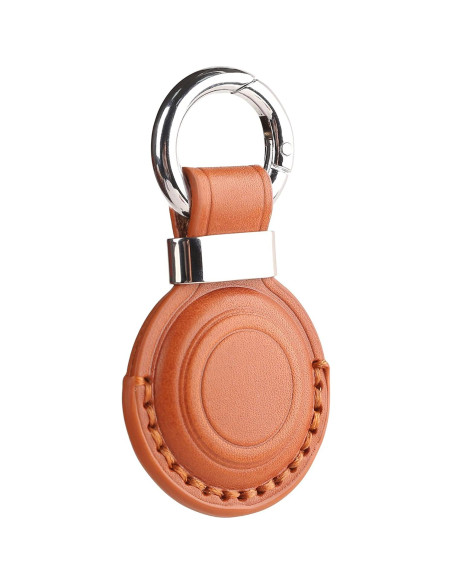 Soporte de cuero genuino LQU para AirTag - Marrón V2.0