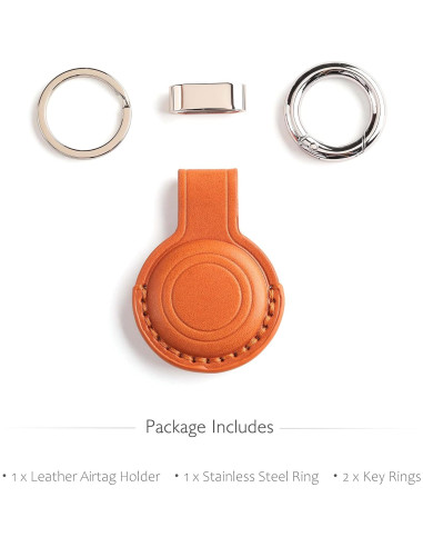 Soporte de cuero genuino LQU para AirTag - Marrón V2.0