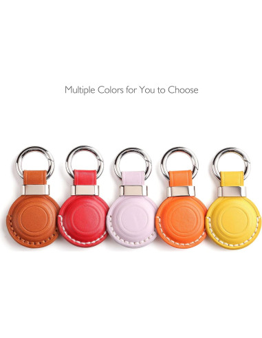 Soporte de cuero genuino LQU para AirTag - Marrón V2.0