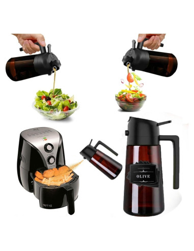 Rociador de Aceite de Oliva Genérico 470ml Vidrio Negro