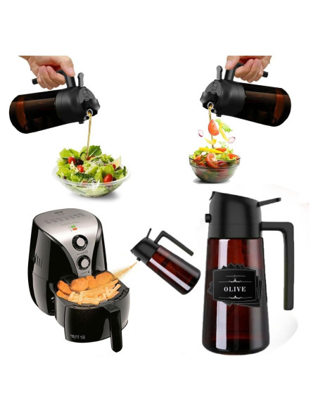 Rociador de Aceite de Oliva Genérico 470ml Vidrio Negro