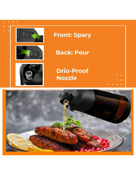 Rociador de Aceite de Oliva Genérico 470ml Vidrio Negro