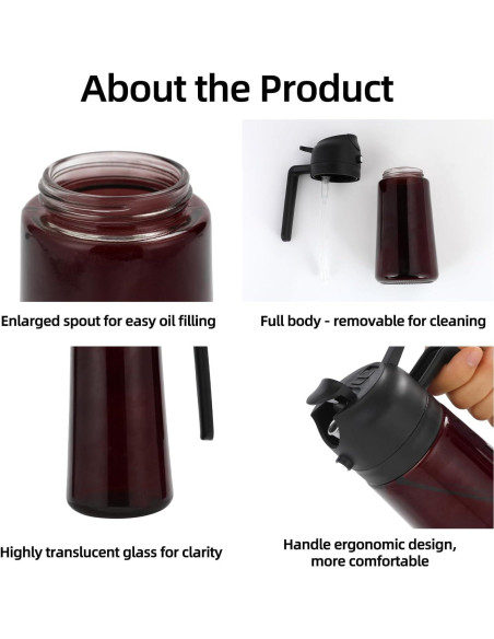 Rociador de Aceite de Oliva Genérico 470ml Vidrio Negro