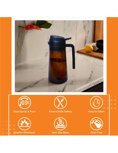 Rociador de Aceite de Oliva Genérico 470ml Vidrio Negro