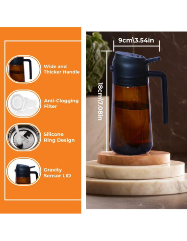 Rociador de Aceite de Oliva Genérico 470ml Vidrio Negro