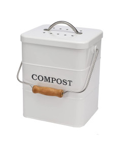 Contenedor de Compost Acero Inoxidable Ayacatz 3.78L Blanco