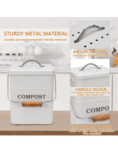 Contenedor de Compost Acero Inoxidable Ayacatz 3.78L Blanco 2