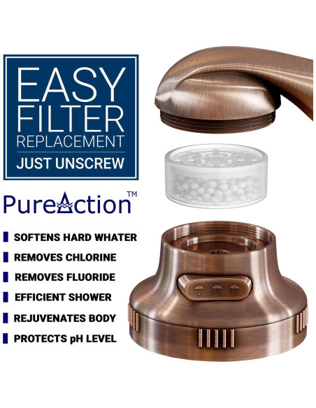 Cabezal de Ducha Filtrado PureAction con Manguera 60" - Agua Suave