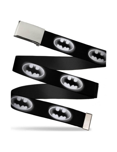 Cinturón Web Unisex Buckle-Down Murciélago Negro/Blanco 3.81 cm