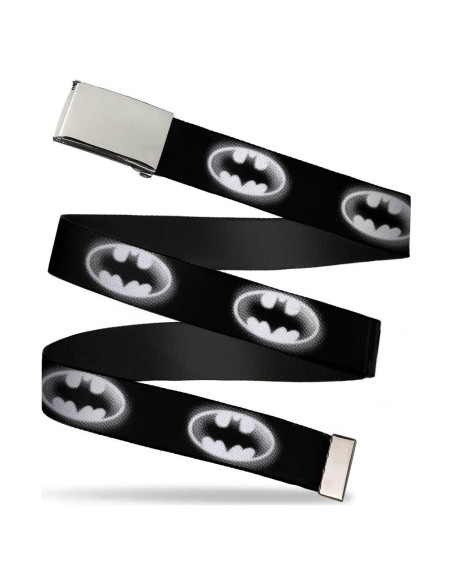 Cinturón Web Unisex Buckle-Down Murciélago Negro/Blanco 3.81 cm