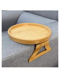 Mesa Lateral Clip-On Xchouxer de Bambú Natural Redonda 25cm