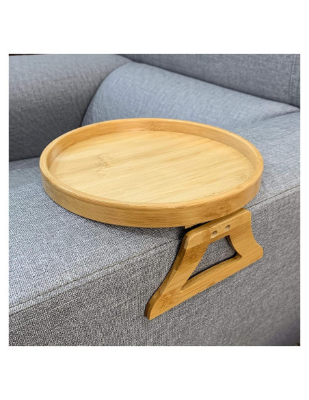 Mesa Lateral Clip-On Xchouxer de Bambú Natural Redonda 25cm