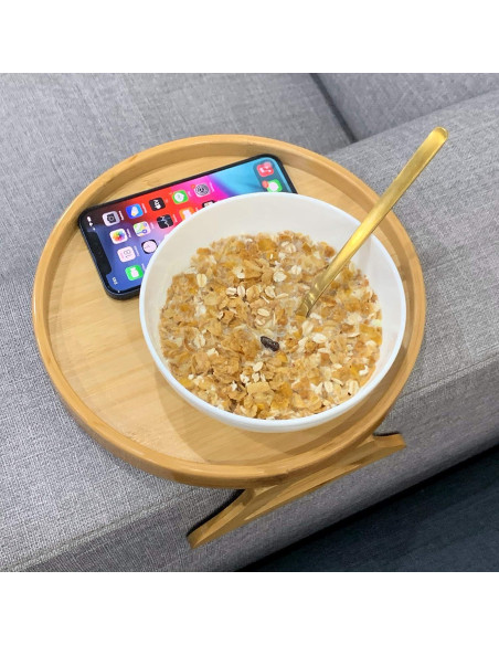 Mesa Lateral Clip-On Xchouxer de Bambú Natural Redonda 25cm