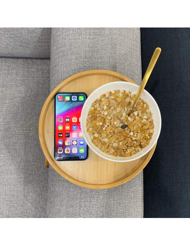 Mesa Lateral Clip-On Xchouxer de Bambú Natural Redonda 25cm