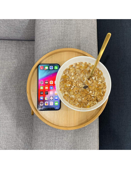 Mesa Lateral Clip-On Xchouxer de Bambú Natural Redonda 25cm