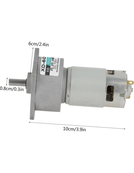 Motor de Engranaje DC 12V 35W Ajustable Velocidad 5RPM