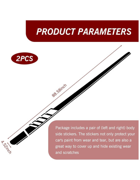 Calcomanías Largas Nowkont 2 PCS 11.48cm x 225cm Negro