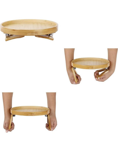 Mesa Lateral Clip-On Xchouxer de Bambú Natural Redonda 25cm