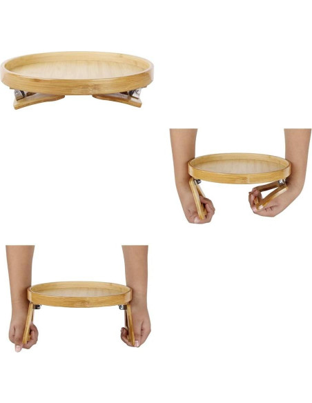 Mesa Lateral Clip-On Xchouxer de Bambú Natural Redonda 25cm