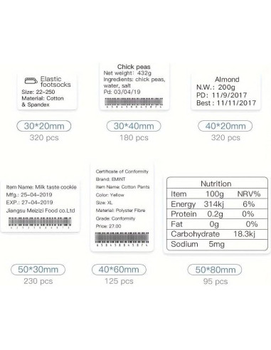 Etiquetas autoadhesivas blancas 40x30mm Haihaixiong - 3 rollos