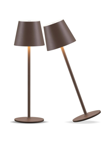 Juego de 2 Lámparas de Mesa LED Recargables 4000mAh Marrón