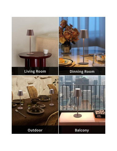 Juego de 2 Lámparas de Mesa LED Recargables 4000mAh Marrón