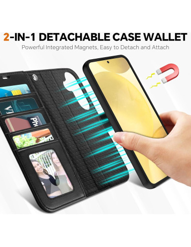 Funda TUCCH para Galaxy S25 6.2" con bloqueo RFID y 4 ranuras