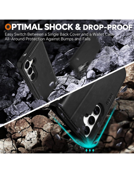Funda TUCCH para Galaxy S25 6.2" con bloqueo RFID y 4 ranuras