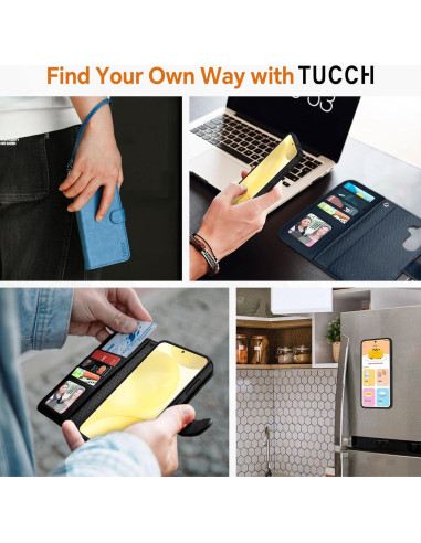 Funda TUCCH para Galaxy S25 6.2" con bloqueo RFID y 4 ranuras