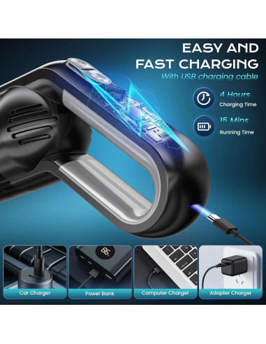 Aspiradora de Mano Inalámbrica NecYINuoVe ZY-3701 350ml 8KPA