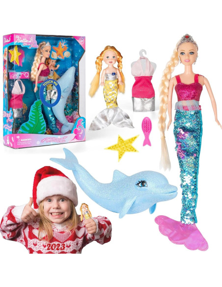 Conjunto de Muñeca Princesa Sirena Río Amarillo 30 cm