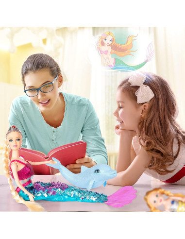 Conjunto de Muñeca Princesa Sirena Río Amarillo 30 cm