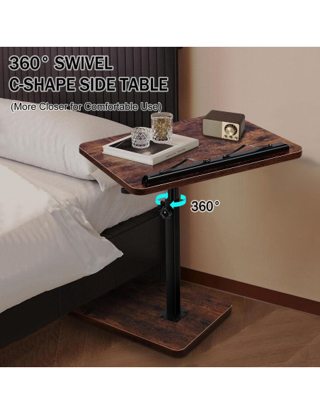 Mesa Lateral Ajustable MuiiuM - Bandeja Sofá Rústica 83.82 cm