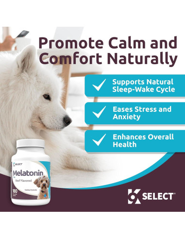 K9 Select Melatonina para Perros Pequeños - 180 Tabletas Masticables de 1 mg