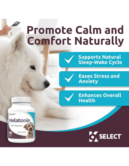 K9 Select Melatonina para Perros Pequeños - 180 Tabletas Masticables de 1 mg