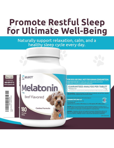 K9 Select Melatonina para Perros Pequeños - 180 Tabletas Masticables de 1 mg