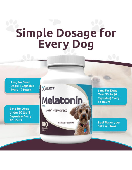 K9 Select Melatonina para Perros Pequeños - 180 Tabletas Masticables de 1 mg