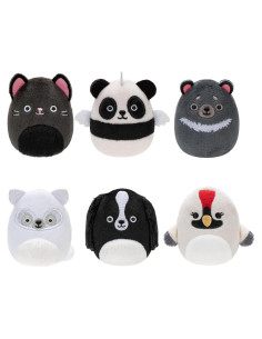 Squishmallows Escuadrón Negro y Blanco - 6 Peluches 5.08 cm