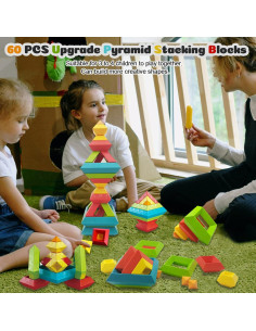 Juguetes Montessori 60 PCS Bloques Apilables Educativos 2