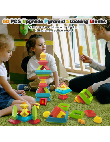 Juguetes Montessori 60 PCS Bloques Apilables Educativos