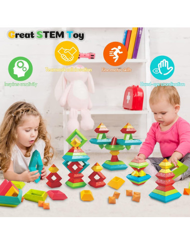 Juguetes Montessori 60 PCS Bloques Apilables Educativos