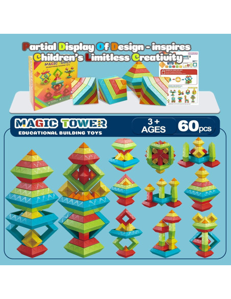 Juguetes Montessori 60 PCS Bloques Apilables Educativos