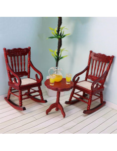 Mesa de extremo de madera Cutemini para casa de muñecas 1:12 2