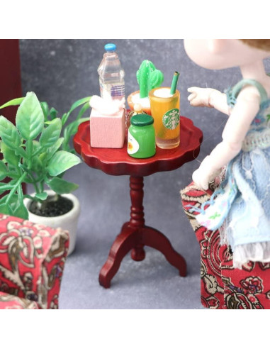 Mesa de extremo de madera Cutemini para casa de muñecas 1:12