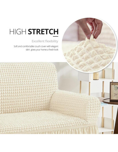 Funda de Sofá Loveseat NICEEC Beige 2 Asientos Alta Elasticidad