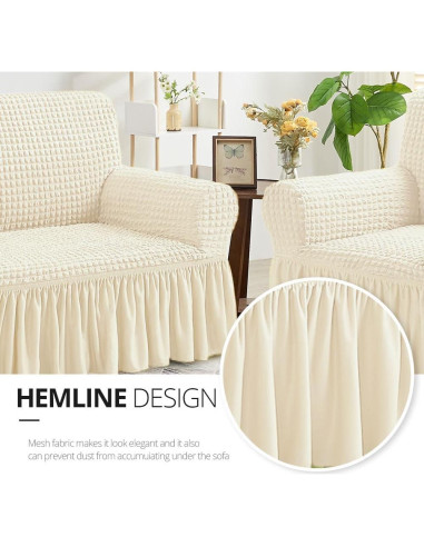 Funda de Sofá Loveseat NICEEC Beige 2 Asientos Alta Elasticidad