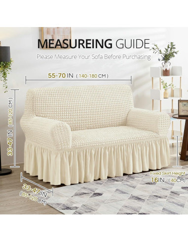 Funda de Sofá Loveseat NICEEC Beige 2 Asientos Alta Elasticidad